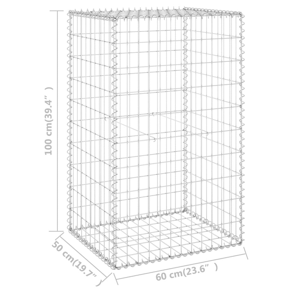 Gabion Wall with Covers Galvanized Steel 23.6"x19.7"x39.4"