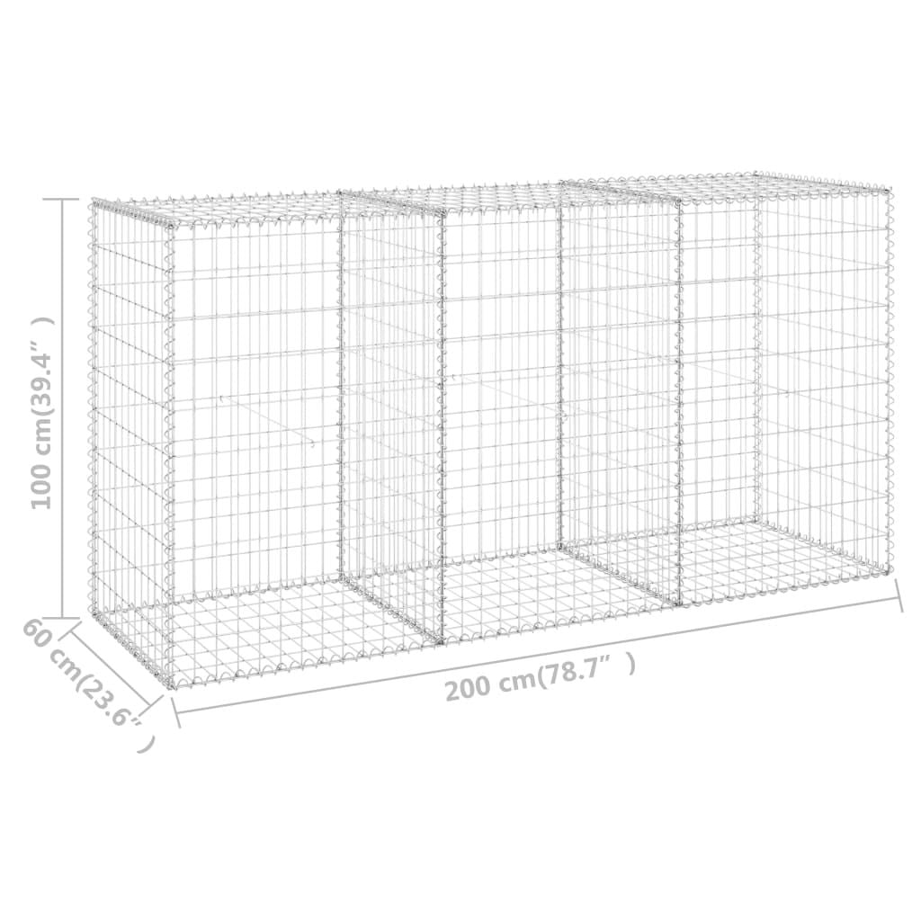 Gabion Wall with Covers Galvanized Steel 78.7"x23.6"x39.4"