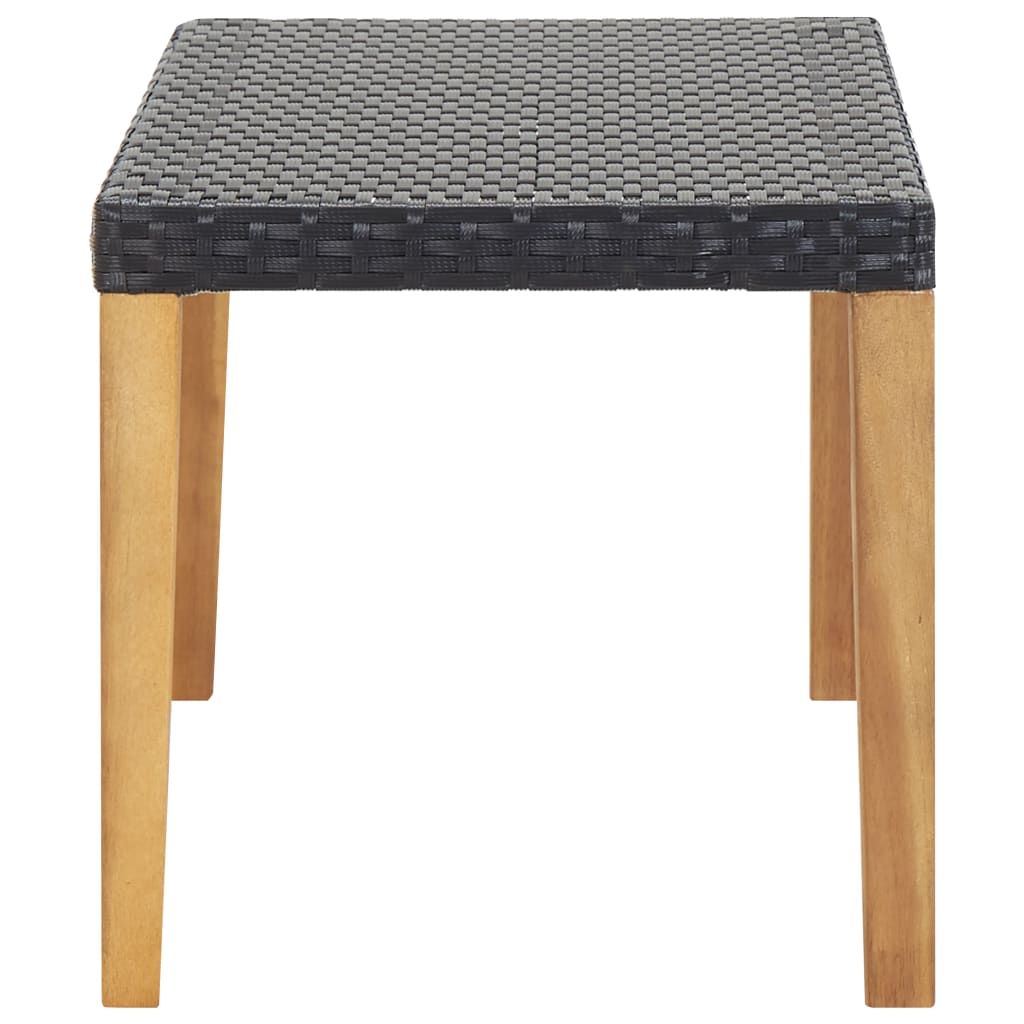 Garden Bench Black Poly Rattan and Solid Acacia Wood Medium