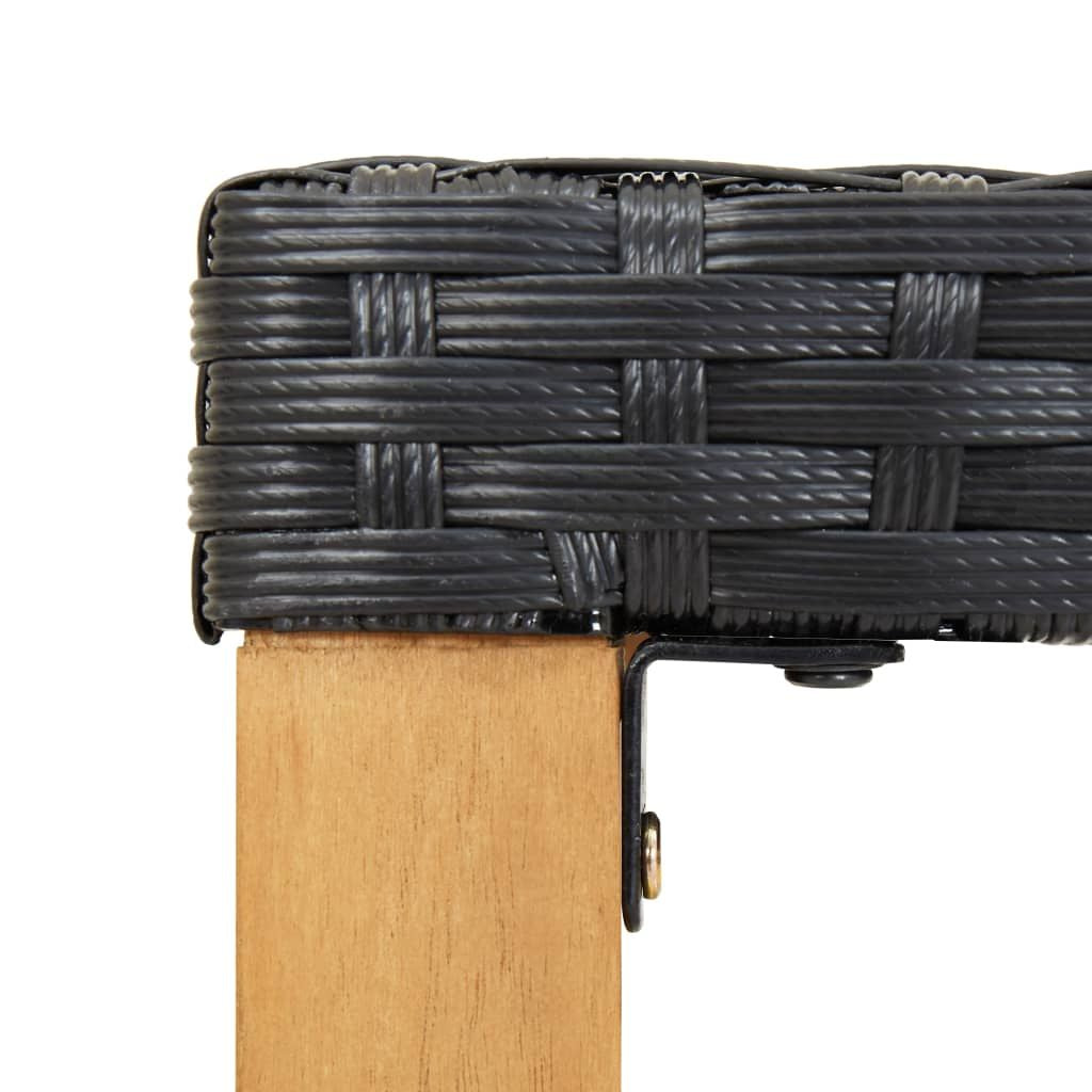 Garden Bench Black Poly Rattan and Solid Acacia Wood Medium