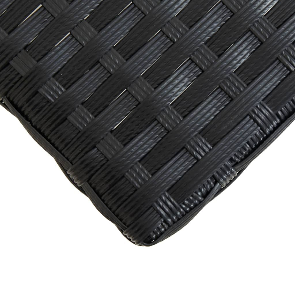 Garden Bench Black Poly Rattan and Solid Acacia Wood Medium