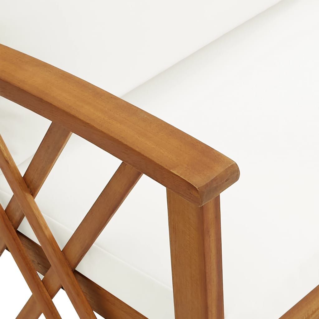 Garden Bench Cream white and natural wood