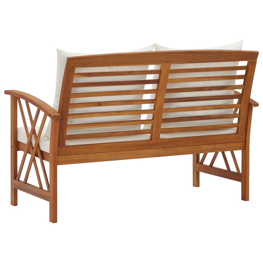 Garden Bench Cream white and natural wood