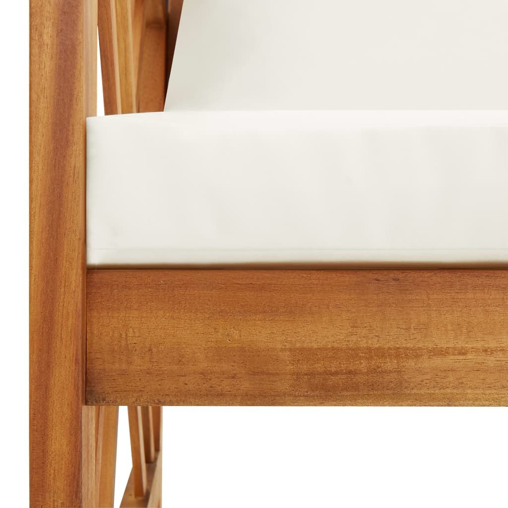 Garden Bench Cream white and natural wood