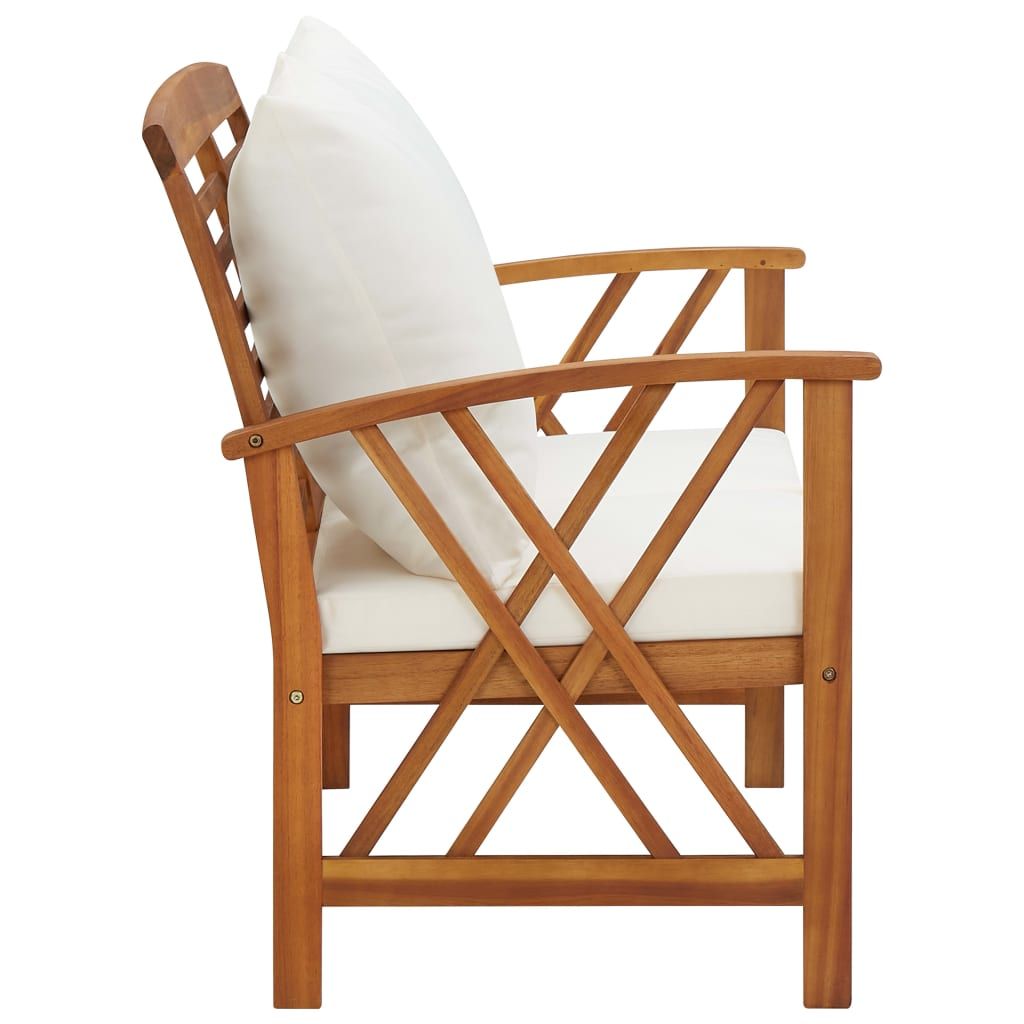 Garden Bench Cream white and natural wood