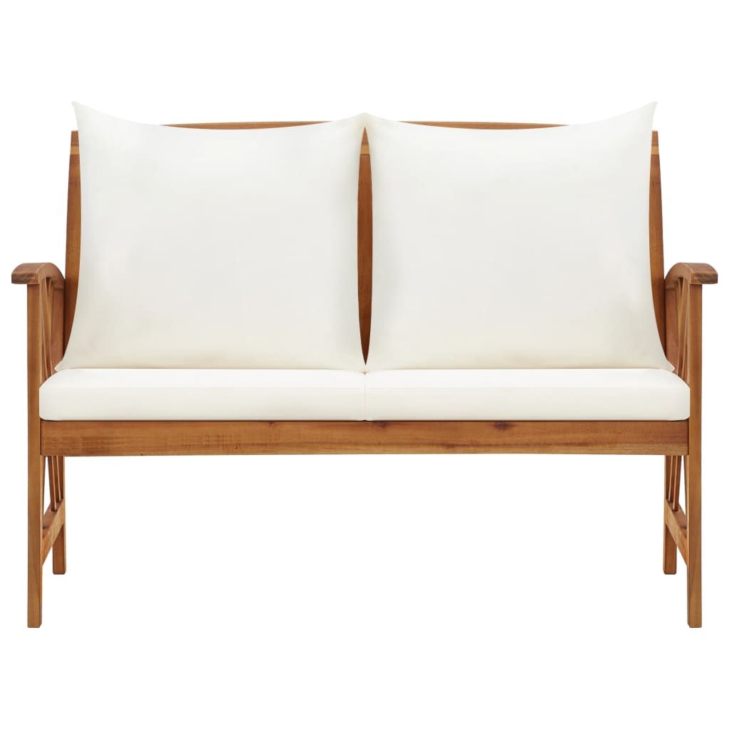 Garden Bench Cream white and natural wood