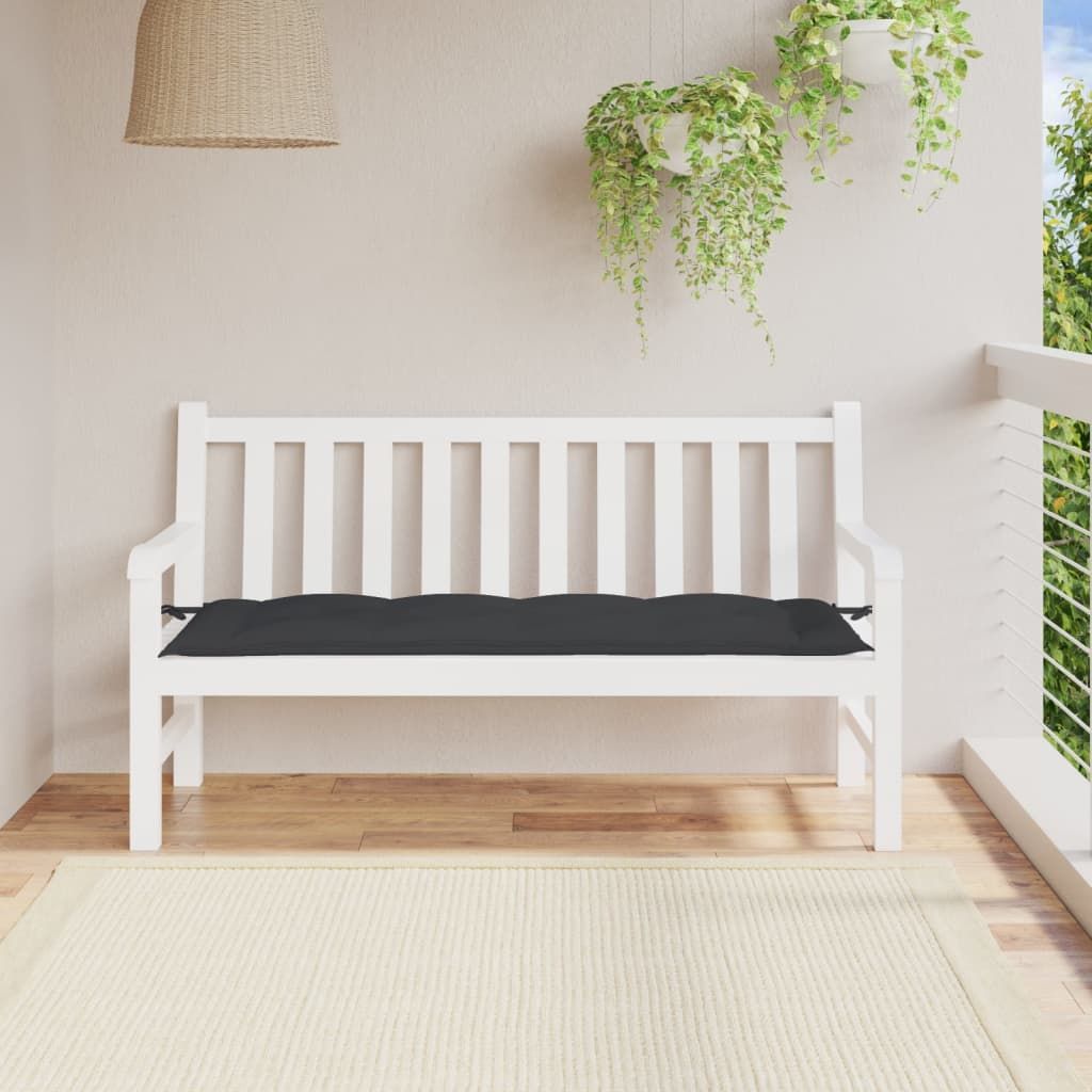 Garden Bench Cushion Black Oxford fabric 59.1 x 19.7 x 2.8 in