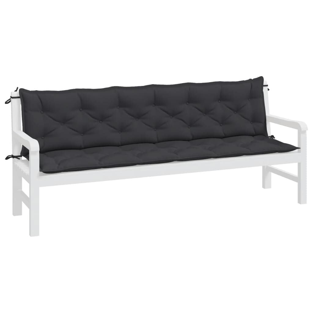 Garden Bench Cushion Set of 2 Black Oxford fabric, Hollow fibre