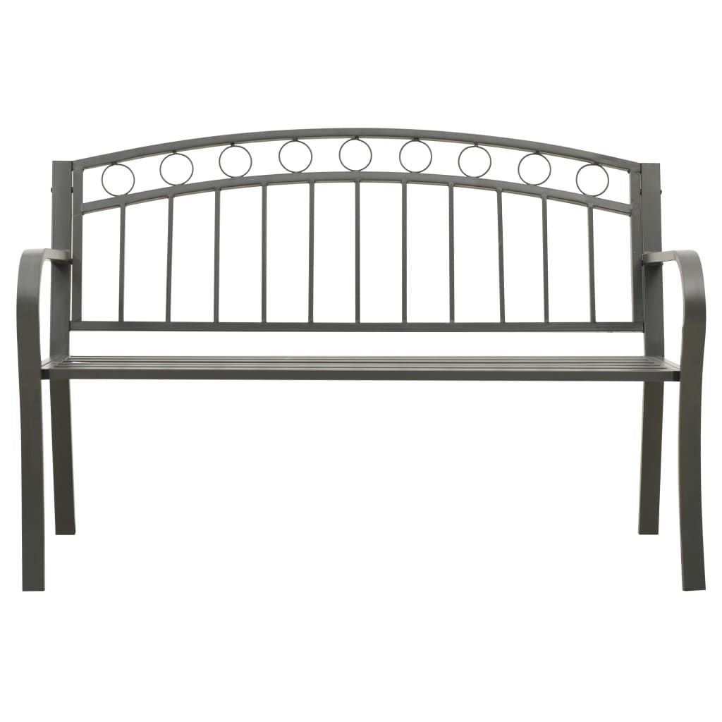 Garden Bench Grey Powder-coated steel 125 cm / 3-seater Tough