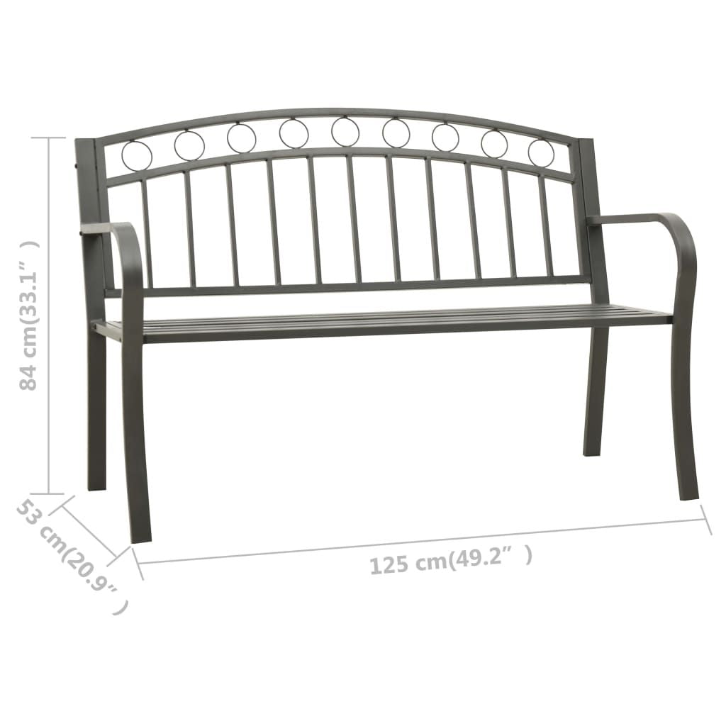 Garden Bench Grey Powder-coated steel 125 cm / 3-seater Tough