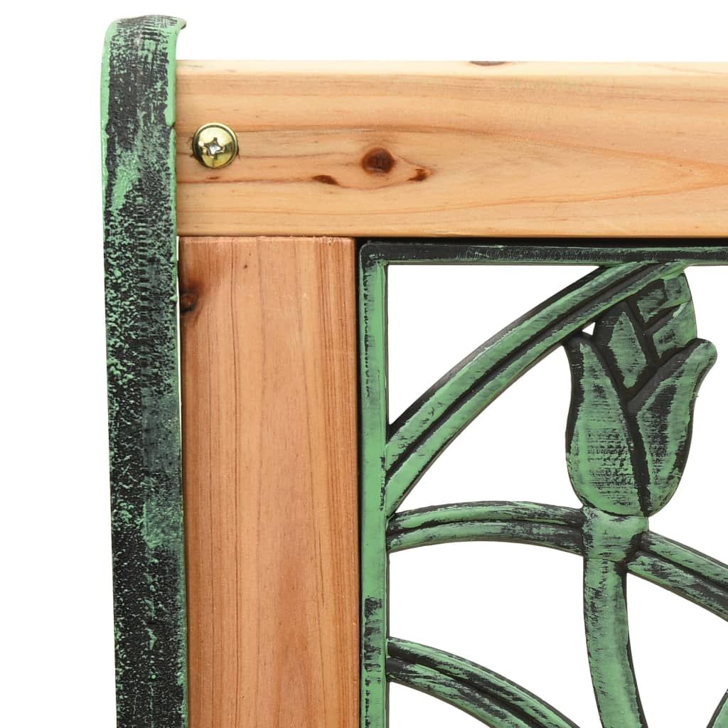 Garden Bench Natural Wood, Green Solid Firwood, Cast Iron, PVC