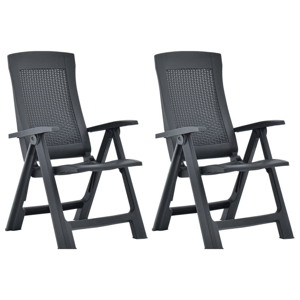Garden Chair Set of 2 Anthracite Plastic Standard Foldable