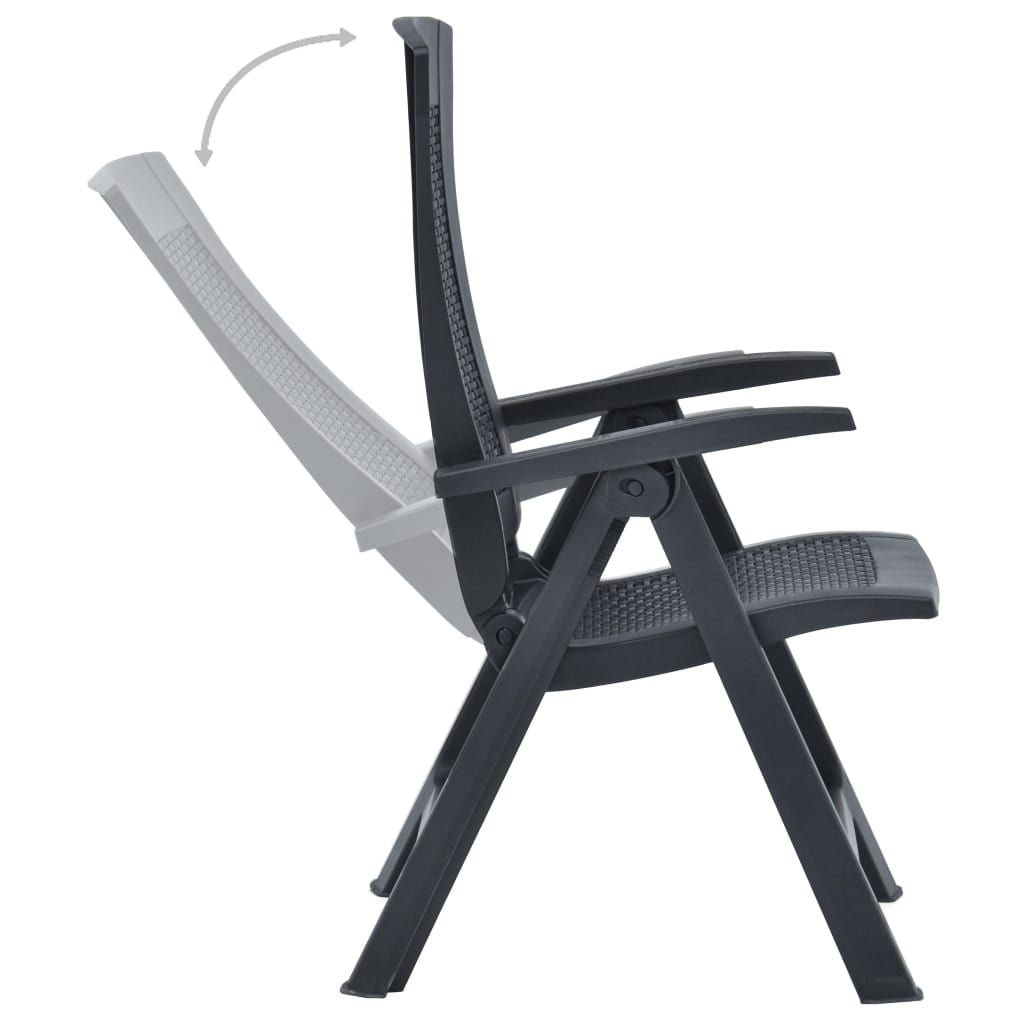 Garden Chair Set of 2 Anthracite Plastic Standard Foldable