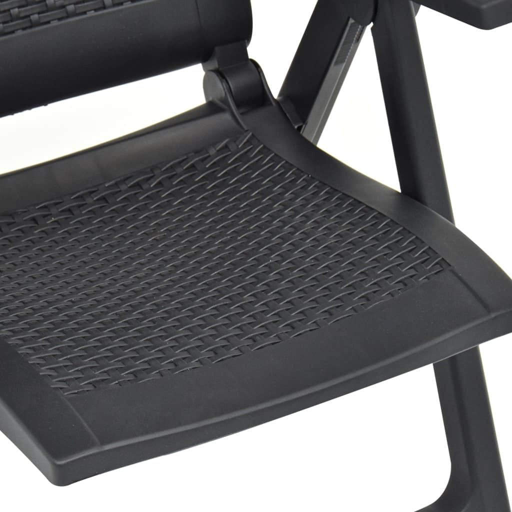 Garden Chair Set of 2 Anthracite Plastic Standard Foldable