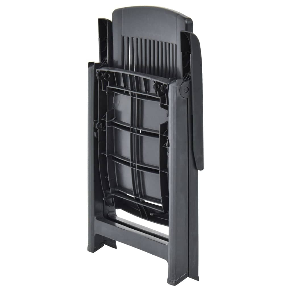 Garden Chair Set of 2 Anthracite Plastic Standard Foldable