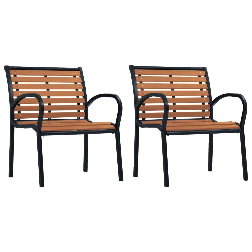 Garden Chair Set of 2 Black and Brown Steel and WPC Standard
