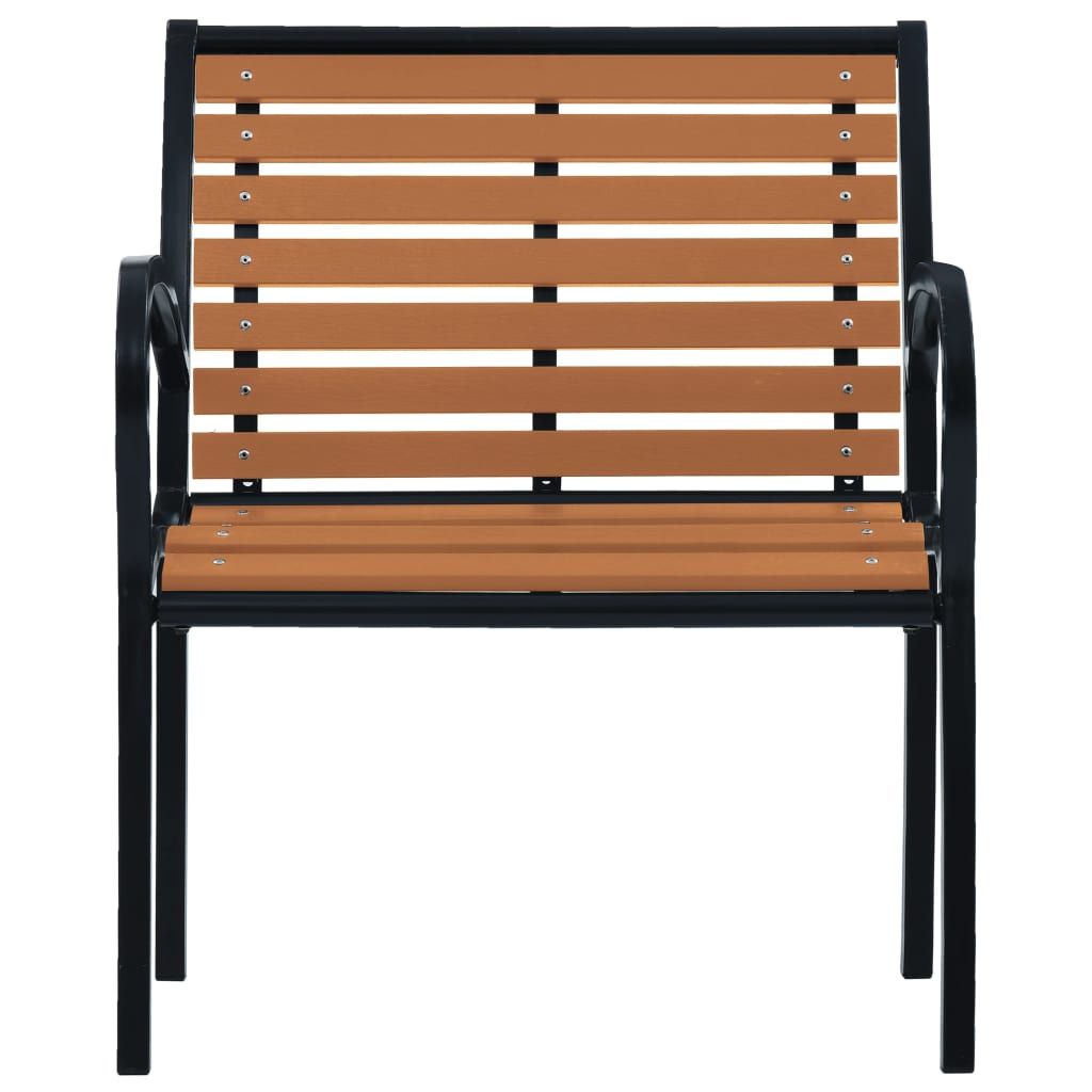 Garden Chair Set of 2 Black and Brown Steel and WPC Standard