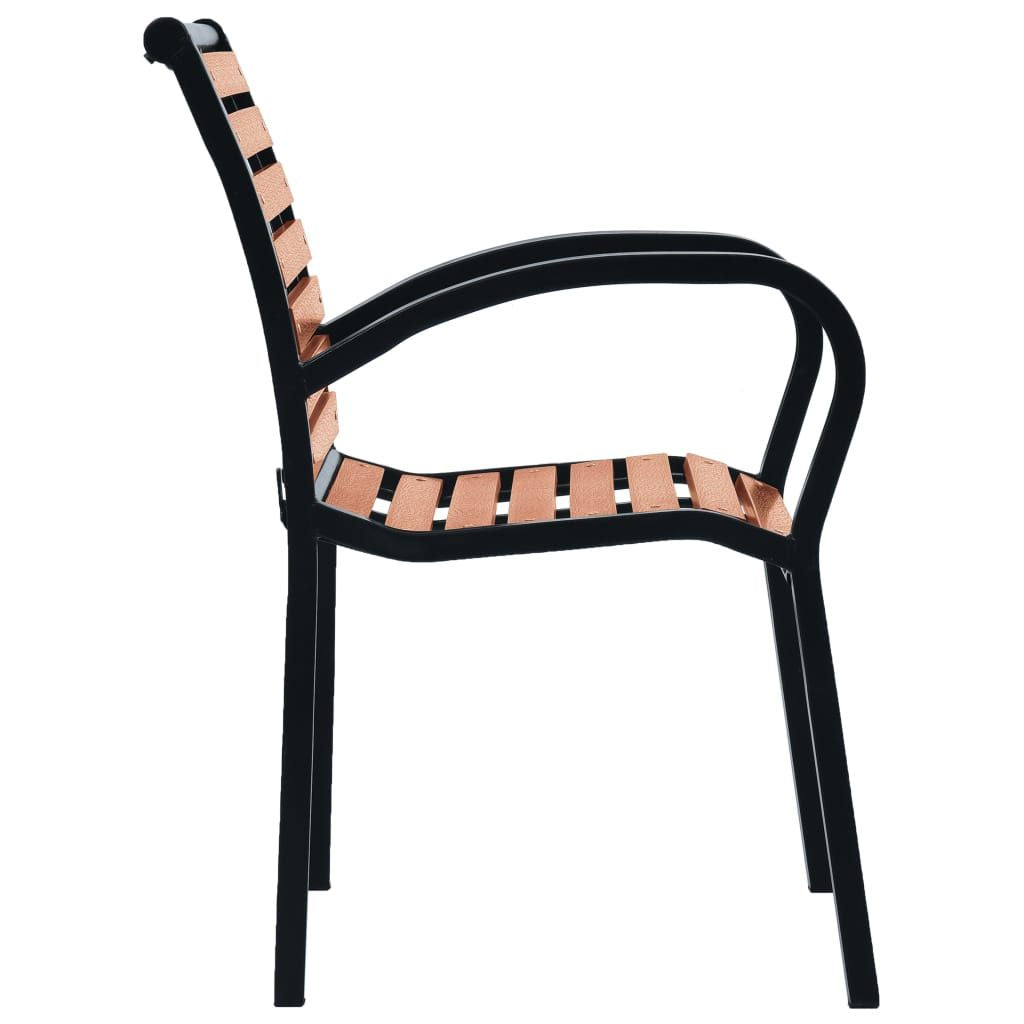 Garden Chair Set of 2 Black and Brown Steel and WPC Standard