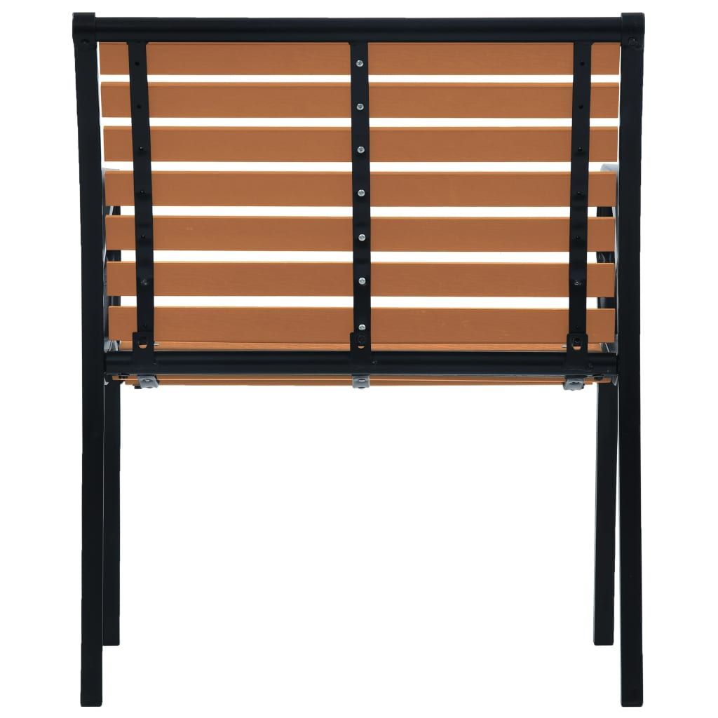 Garden Chair Set of 2 Black and Brown Steel and WPC Standard