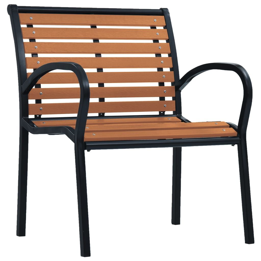 Garden Chair Set of 2 Black and Brown Steel and WPC Standard