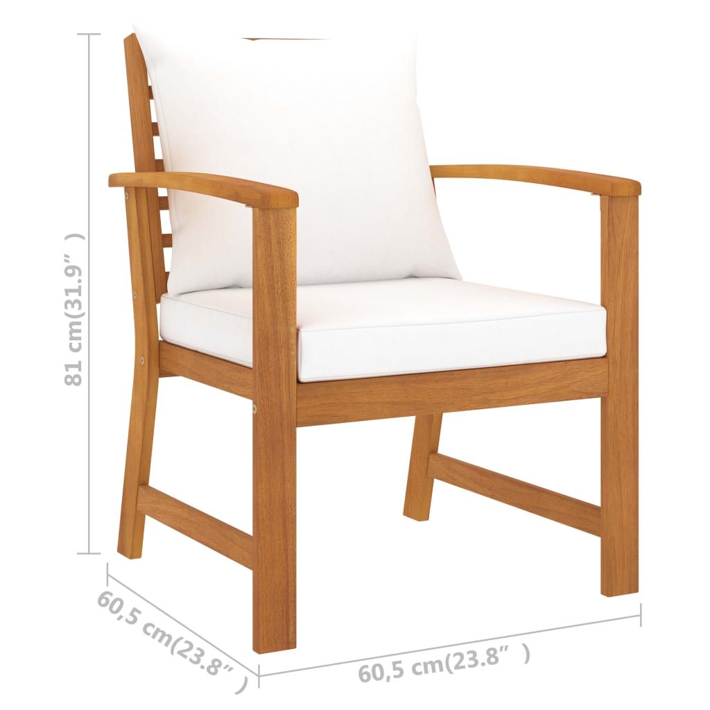 Garden Chair Set of 2 Cream and Wood