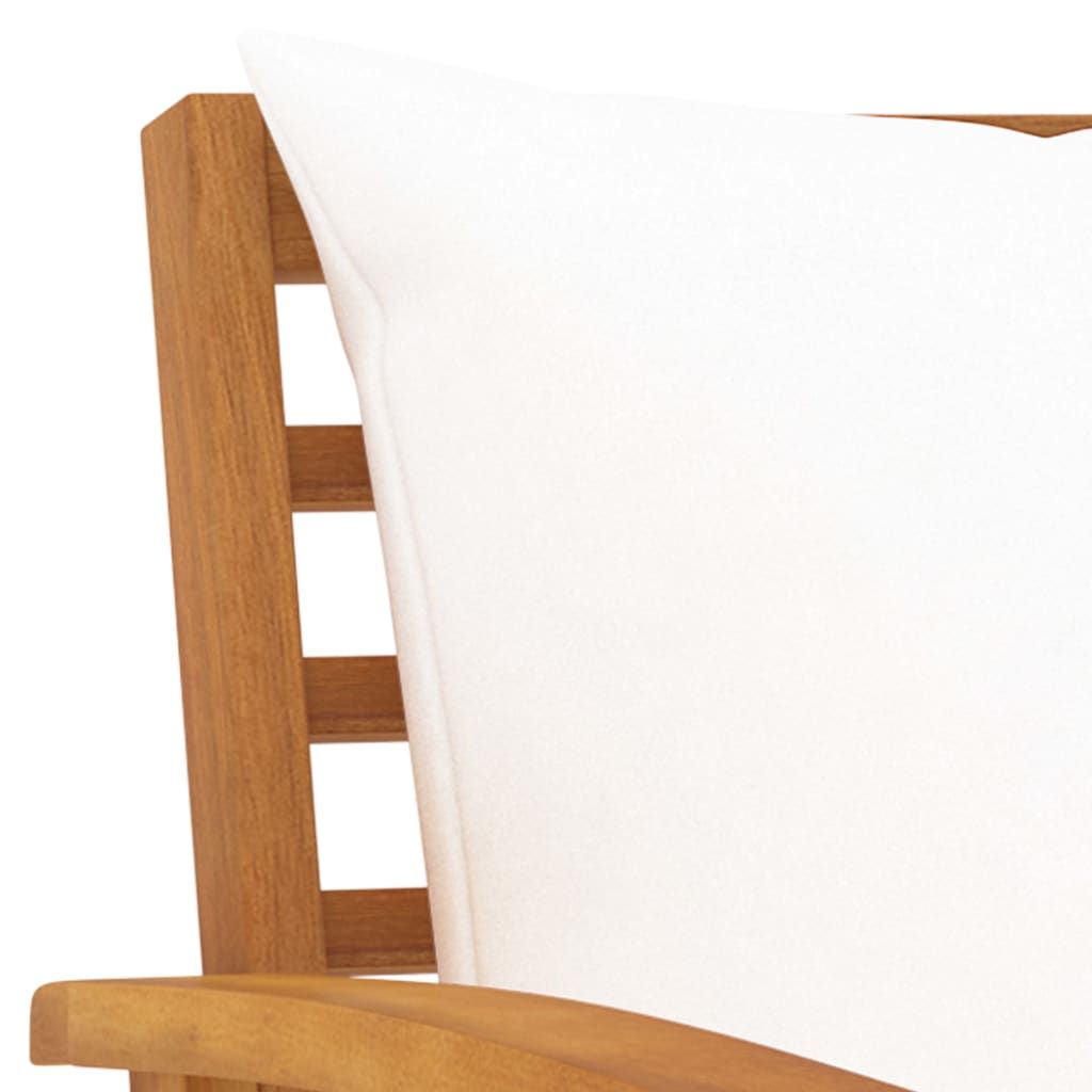 Garden Chair Set of 2 Cream and Wood