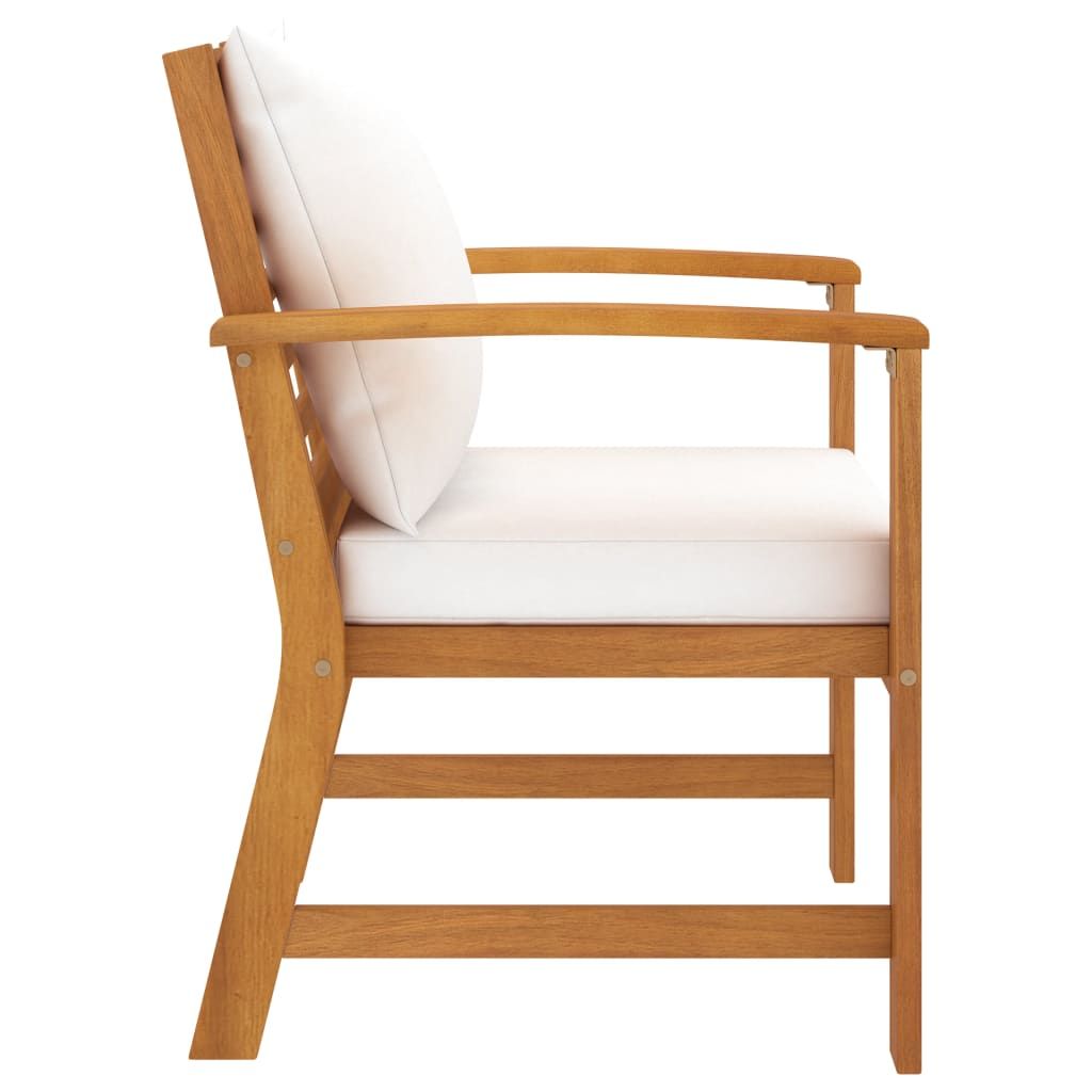Garden Chair Set of 2 Cream and Wood