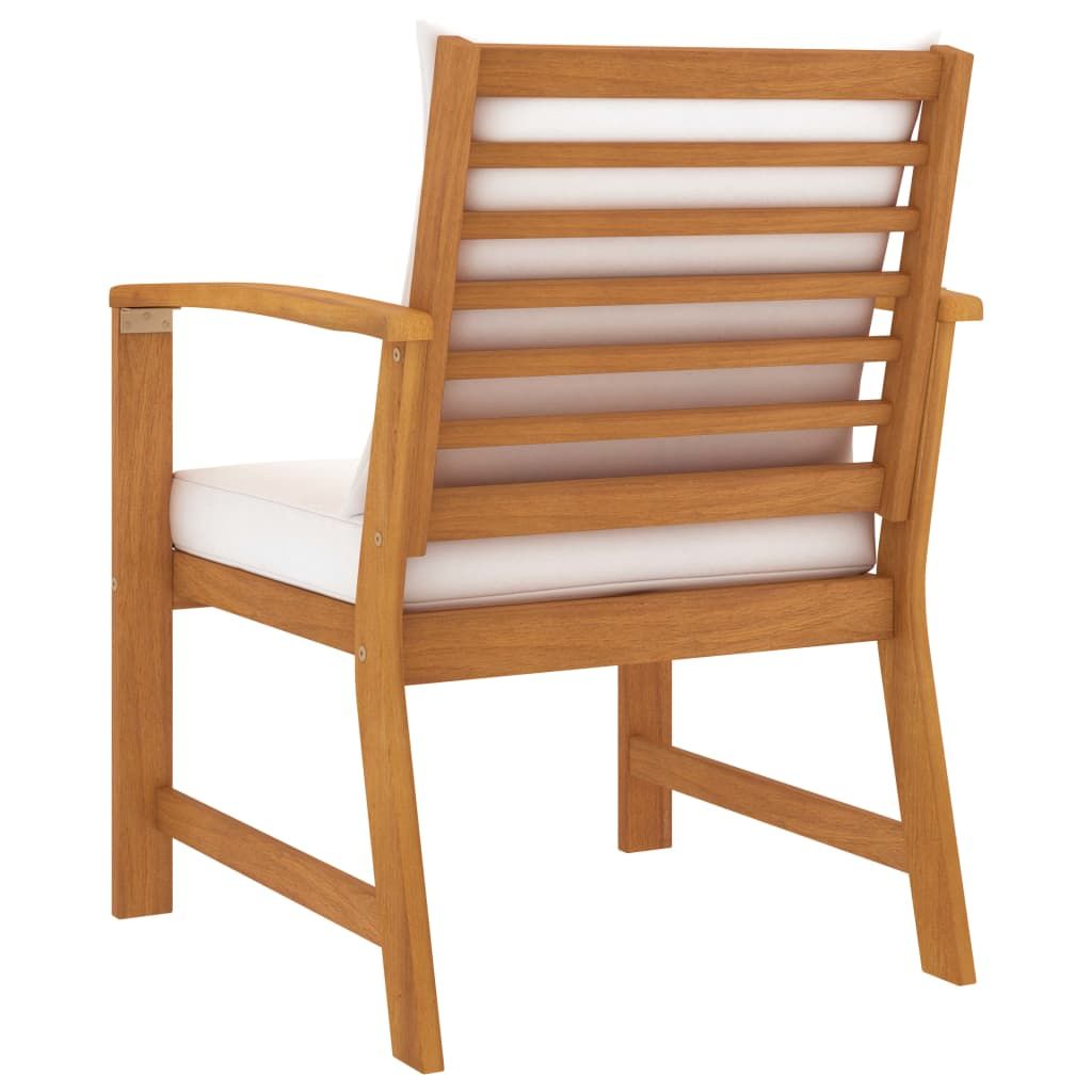Garden Chair Set of 2 Cream and Wood