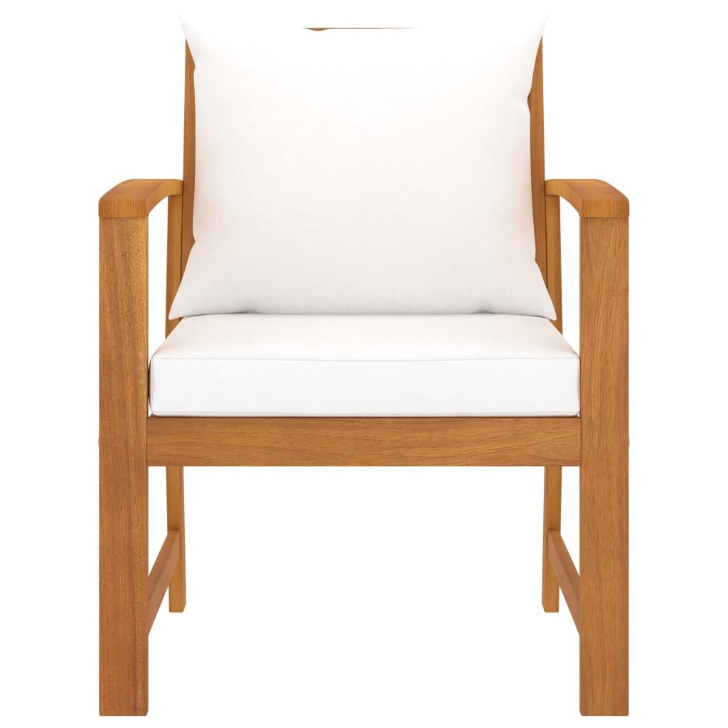Garden Chair Set of 2 Cream and Wood