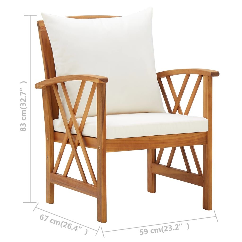 Garden Chair Set of 2 Cream White, Brown