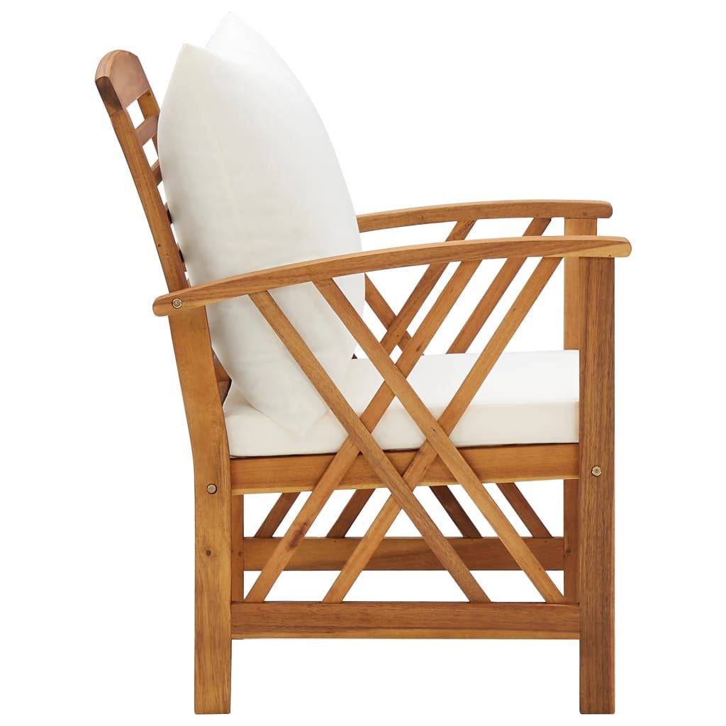 Garden Chair Set of 2 Cream White, Brown