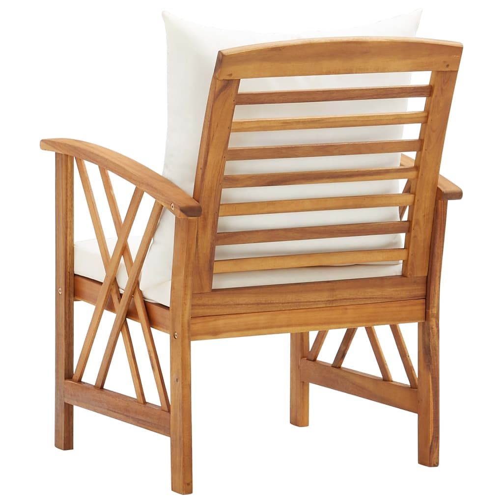 Garden Chair Set of 2 Cream White, Brown
