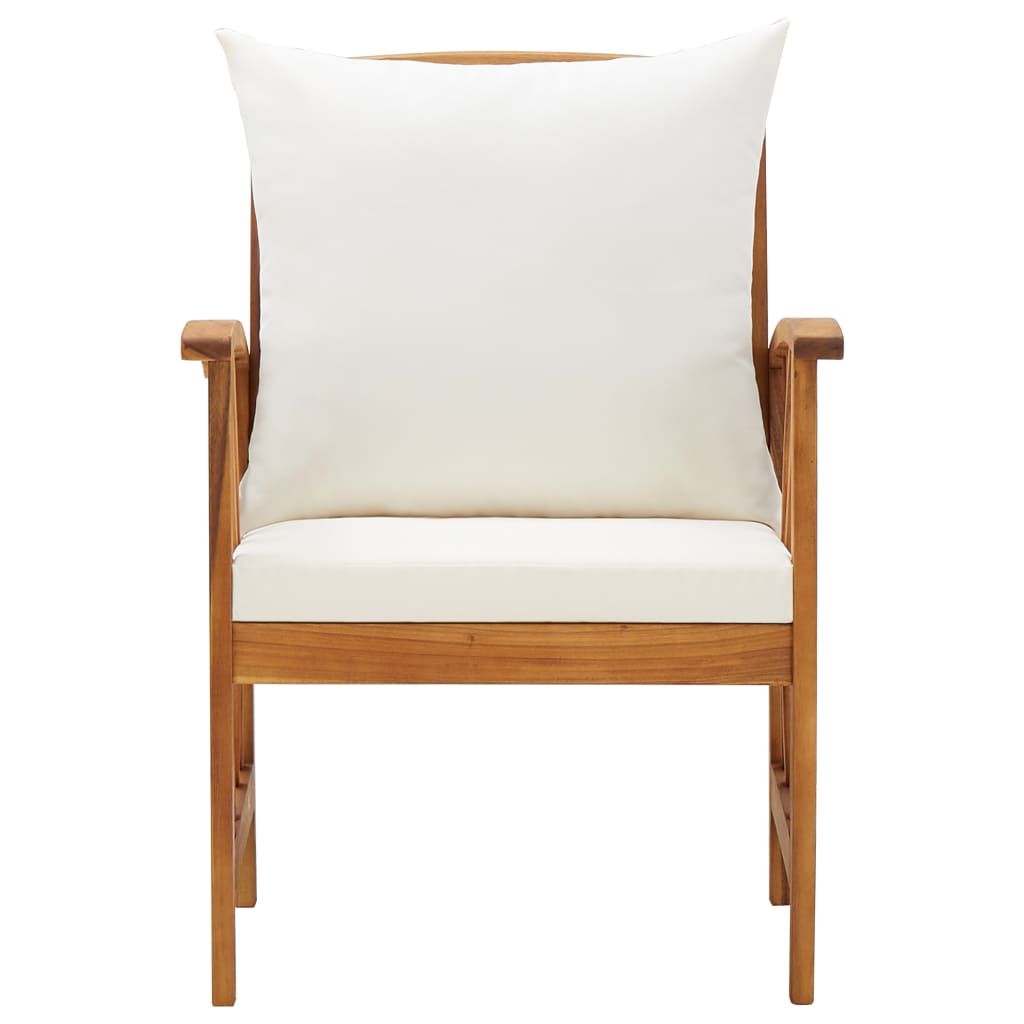 Garden Chair Set of 2 Cream White, Brown