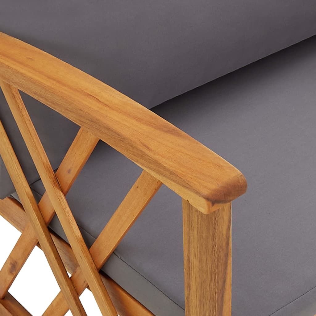 Garden Chair Set of 2 Dark grey cushions Solid acacia wood Medium