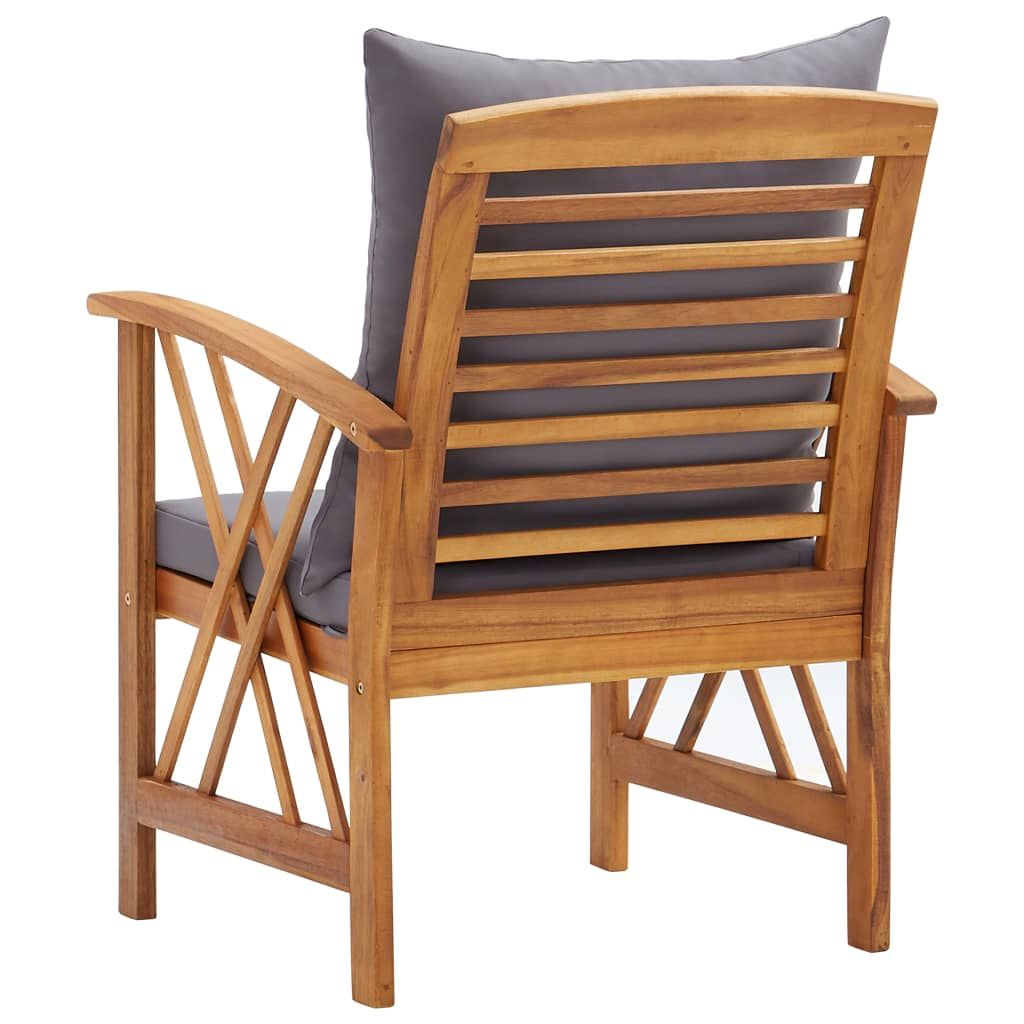 Garden Chair Set of 2 Dark grey cushions Solid acacia wood Medium