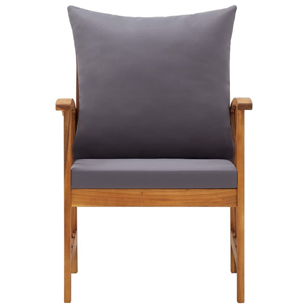Garden Chair Set of 2 Dark grey cushions Solid acacia wood Medium