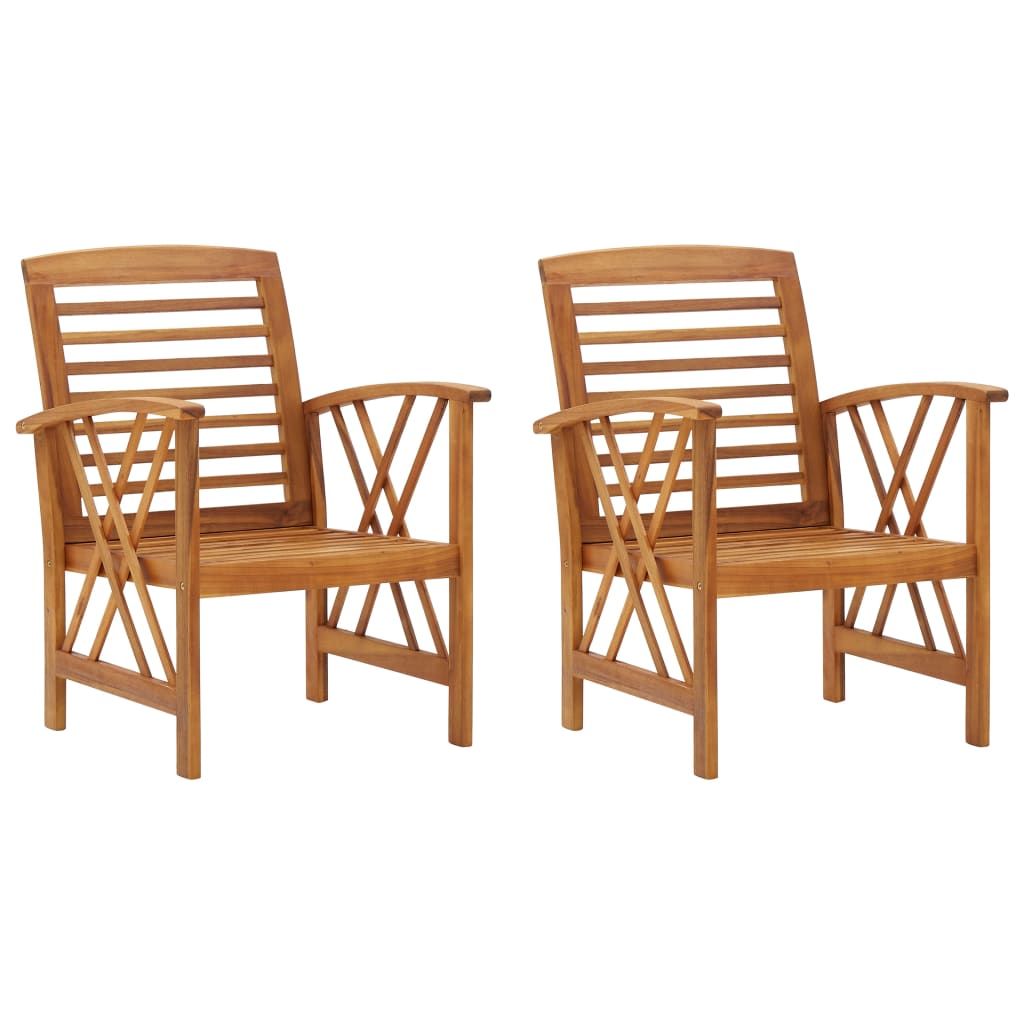 Garden Chair Set of 2 Natural Wood Solid acacia wood Standard