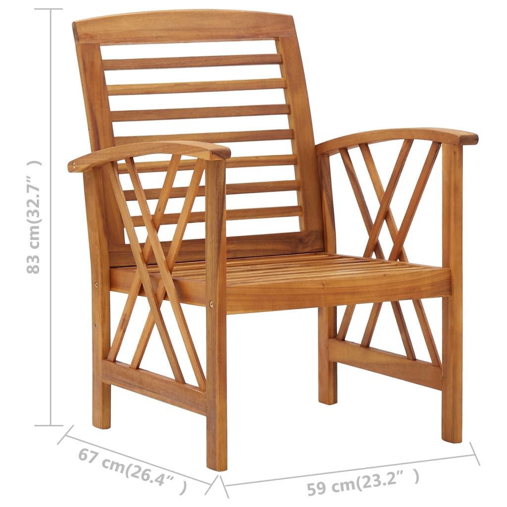Garden Chair Set of 2 Natural Wood Solid acacia wood Standard