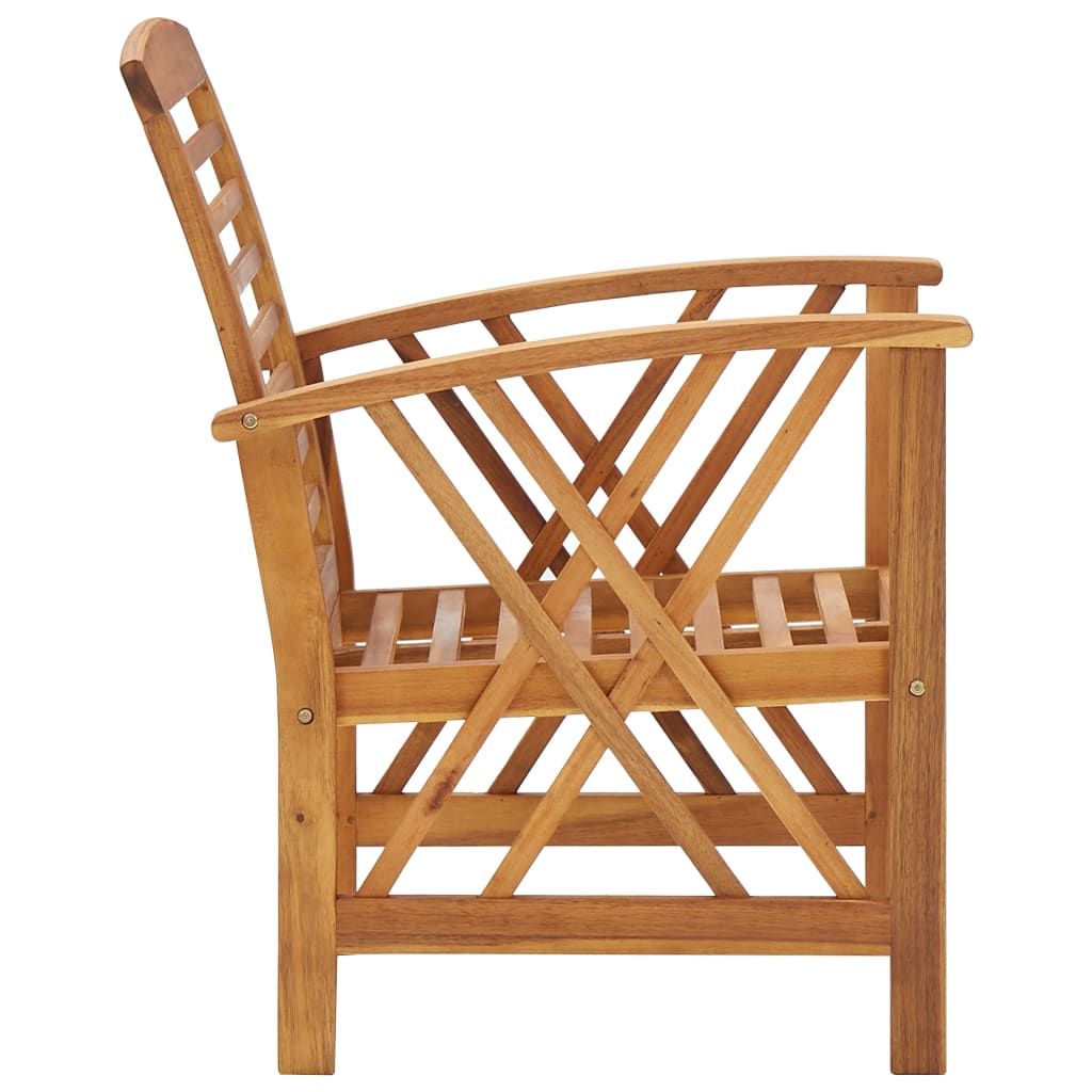 Garden Chair Set of 2 Natural Wood Solid acacia wood Standard