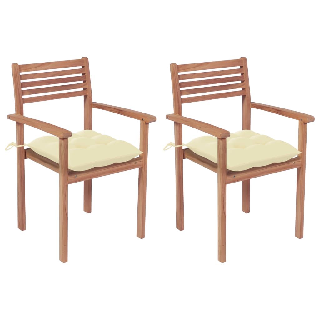 Garden Chair Set of 2 Teak Fine sanded teak wood, polyester fabric