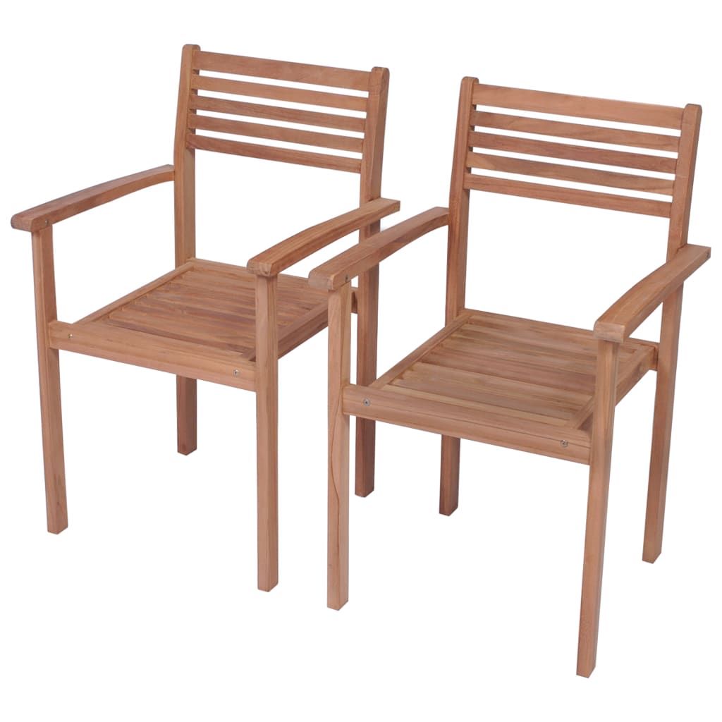 Garden Chair Set of 2 Teak Fine sanded teak wood, polyester fabric
