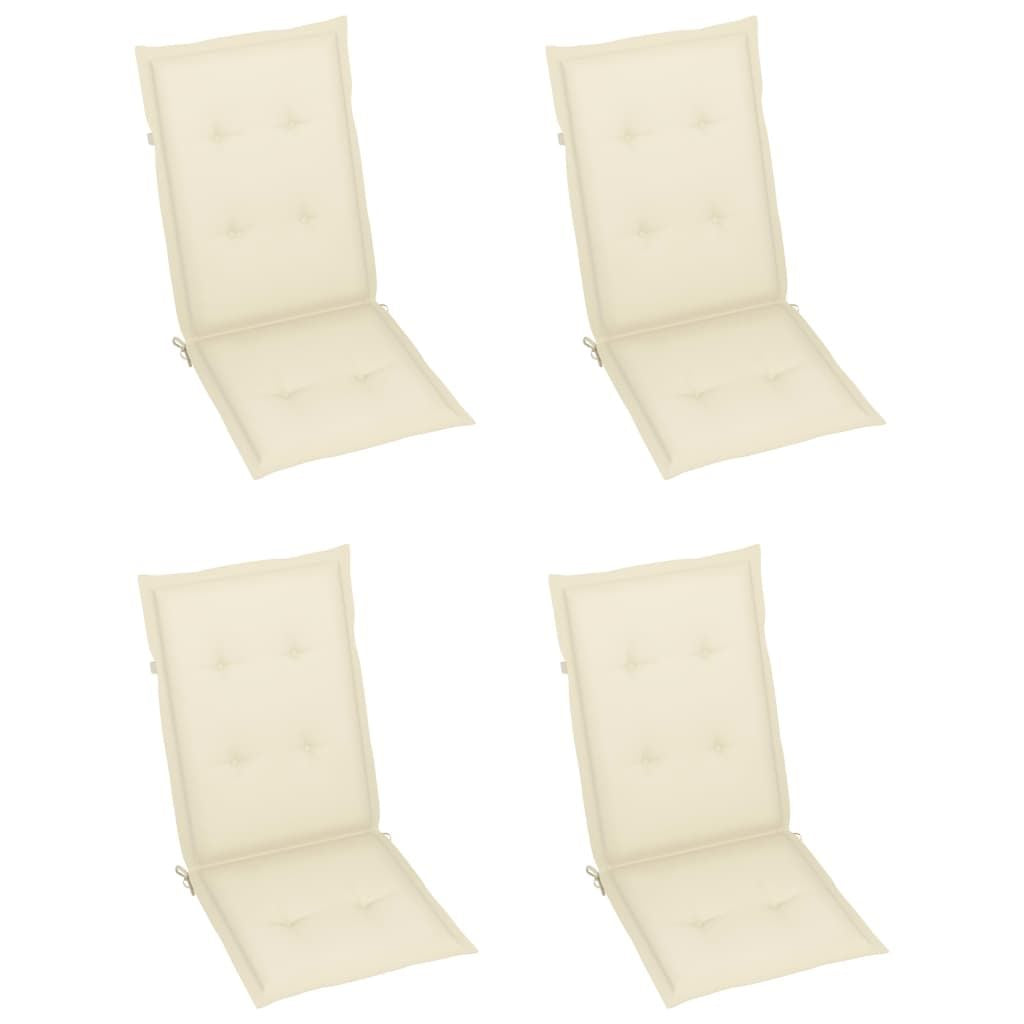 Garden Chair Set of 3 Cream Solid Acacia wood Medium Foldable