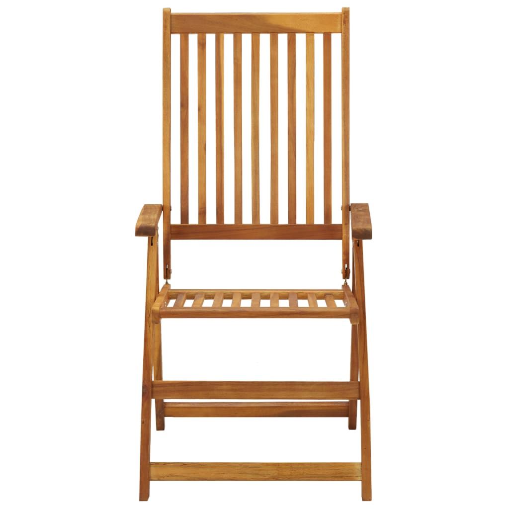 Garden Chair Set of 3 Cream Solid Acacia wood Medium Foldable
