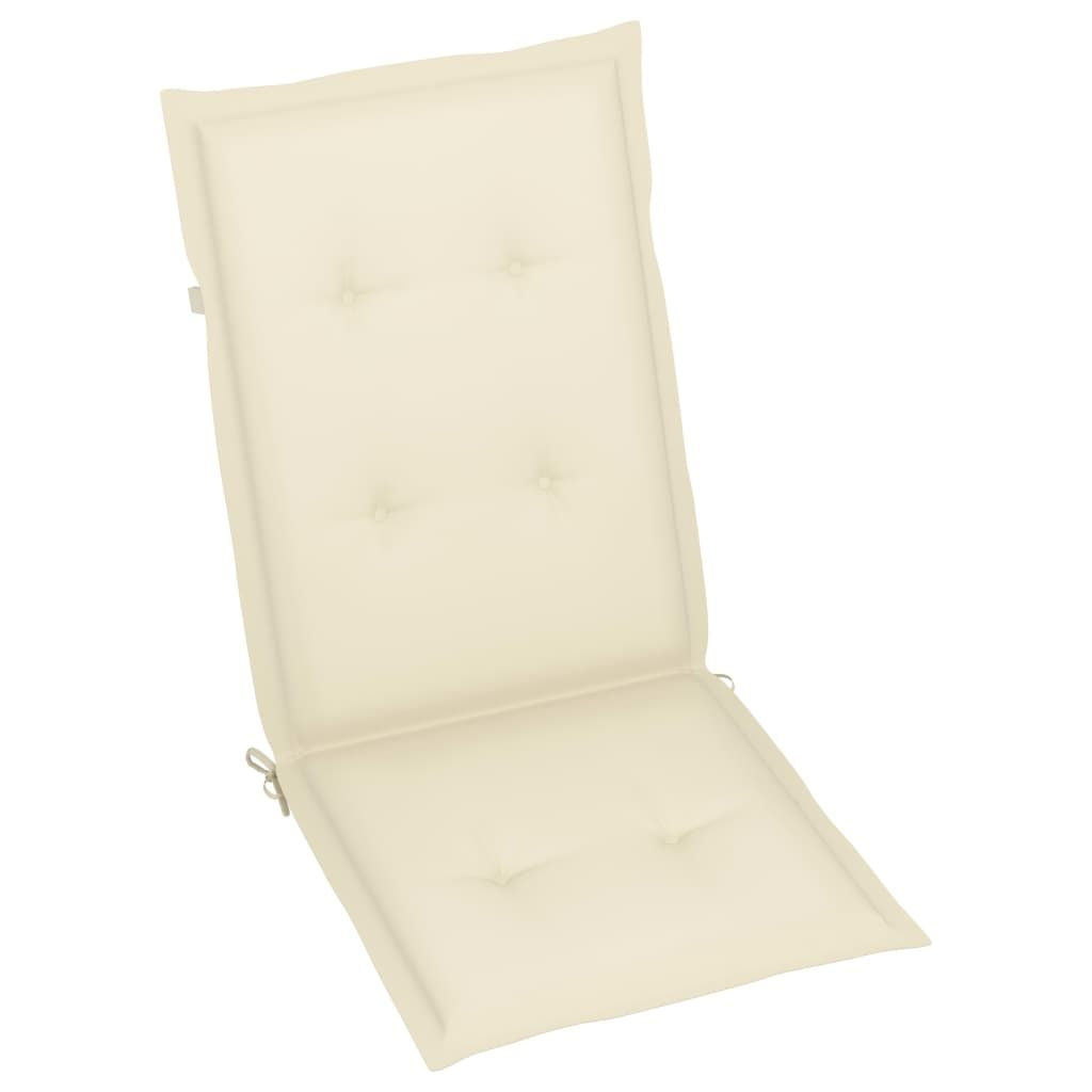 Garden Chair Set of 3 Cream Solid Acacia wood Medium Foldable