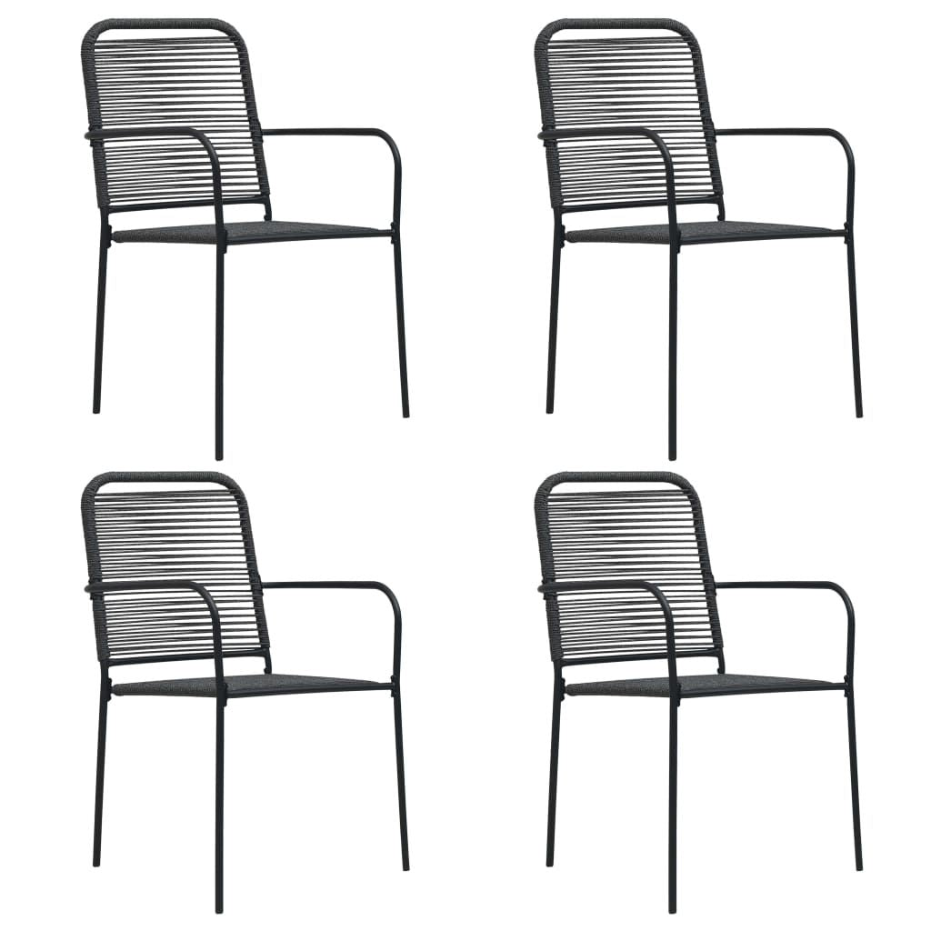 Garden Chair Set of 4 Black Cotton rope Standard