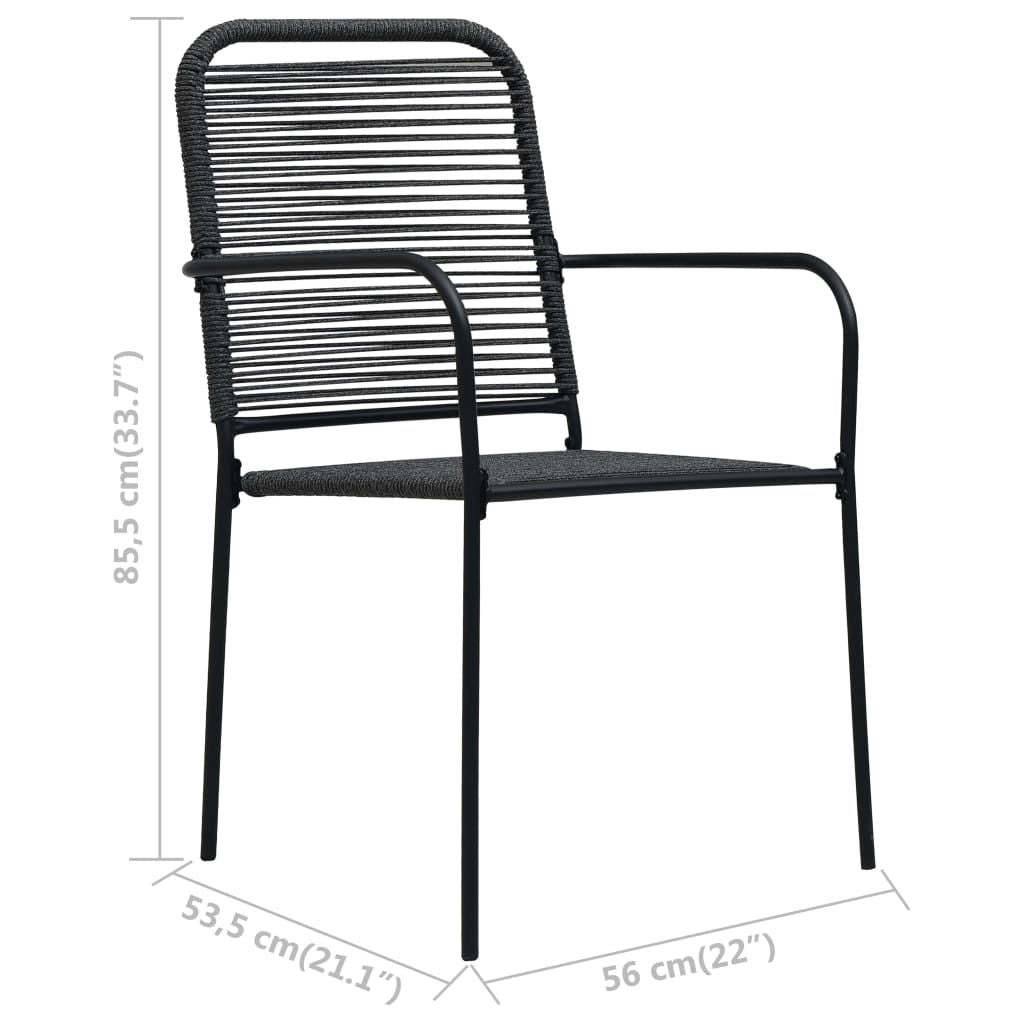 Garden Chair Set of 4 Black Cotton rope Standard