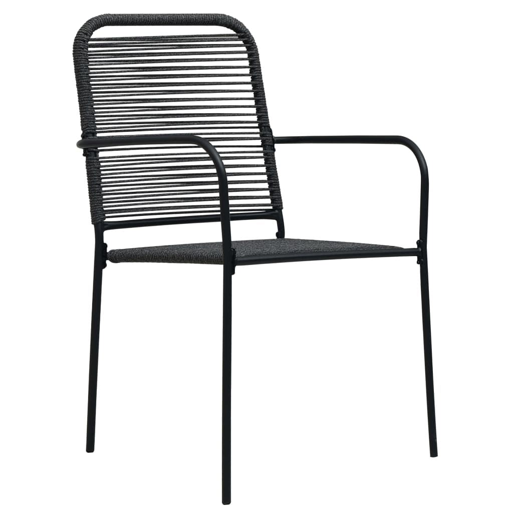 Garden Chair Set of 4 Black Cotton rope Standard