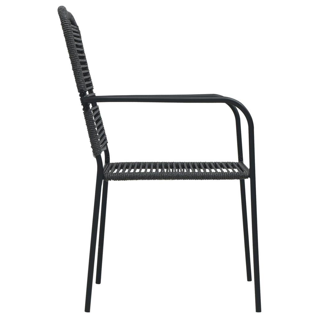 Garden Chair Set of 4 Black Cotton rope Standard