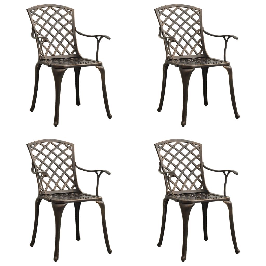 Garden Chair Set of 4 Bronze Cast Aluminum Standard Durable