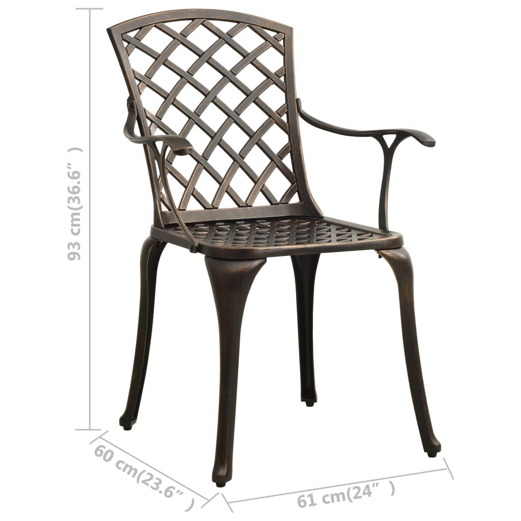 Garden Chair Set of 4 Bronze Cast Aluminum Standard Durable
